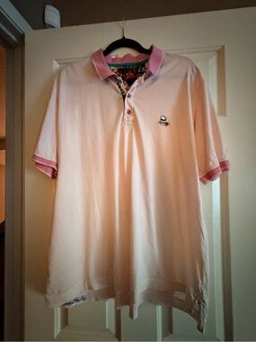 Robert Graham Pale Pink Polo with Contrast Trim